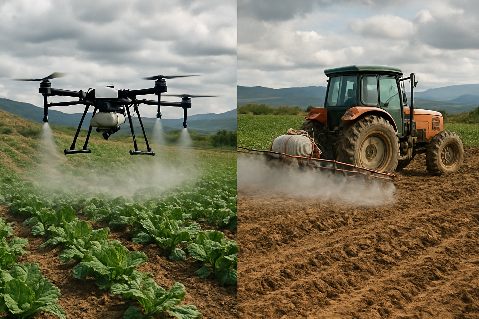 Pulverización con dron agrícola vs tractor en terrenos difíciles ¿Cuál conviene en 2025?