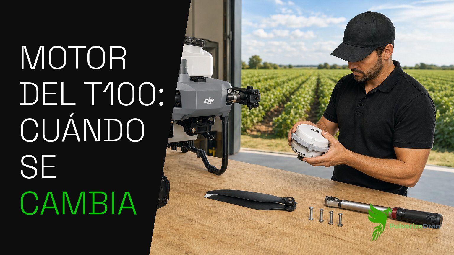 Motor del DJI Agras T100: cuándo se cambia, cuál es el original y cómo montarlo