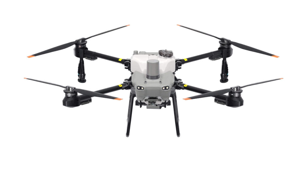 Dron agrícola DJI Agras T25 con los brazos desplegados