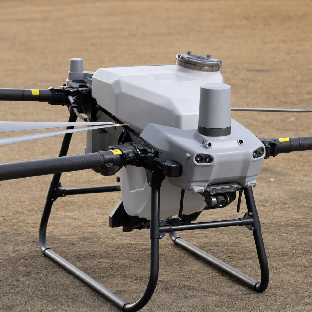 Dron agrícola DJI Agras T50 con el tanque de pulverización montado